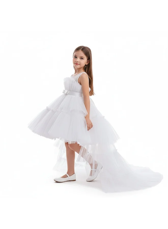 Bidani White Cascade Party Dress